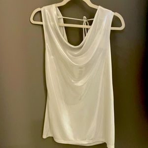 Shimmery sleeveless top with tie-back
